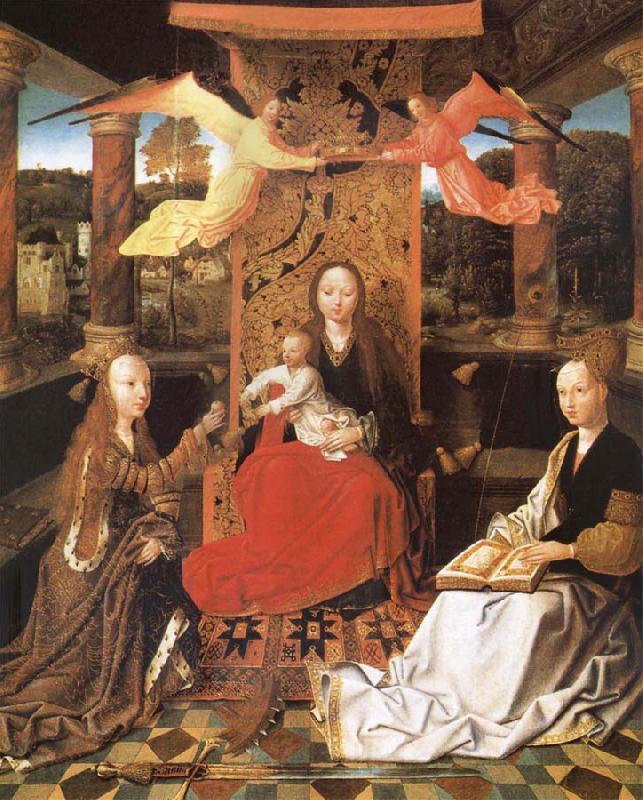 unknow artist The Madonna and the Nino enthroned, with the holy Catalina and Barbara Norge oil painting art